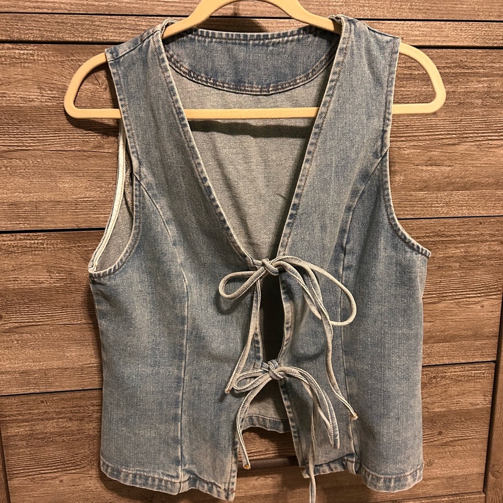 Denim Tie-Front Vest
